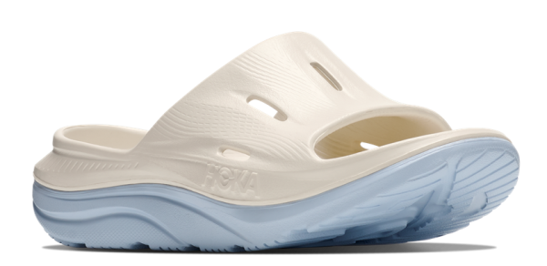 HOKA Ora Recovery Slide - Unisex ALABASTER / AMBIENT BLUE-M8 - 41 1/3
